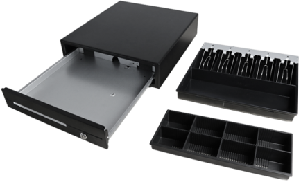 Maken CK-410 Cash Drawer 4 Note 8 Coin  Black Front 24V – POS - Cash drawers | ACP Online