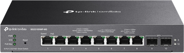 TP-Link SG2210XMP-M2 Omada SDN 8 Port Gigabit 2.5Gb PoE+ w/10GbE – Network Switches | ACP Online