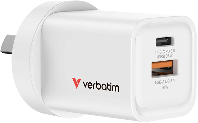 Verbatim 35W GaN Charger with 1x USB-C and 1x USB-A – Cables - USB & Firewire | ACP Online