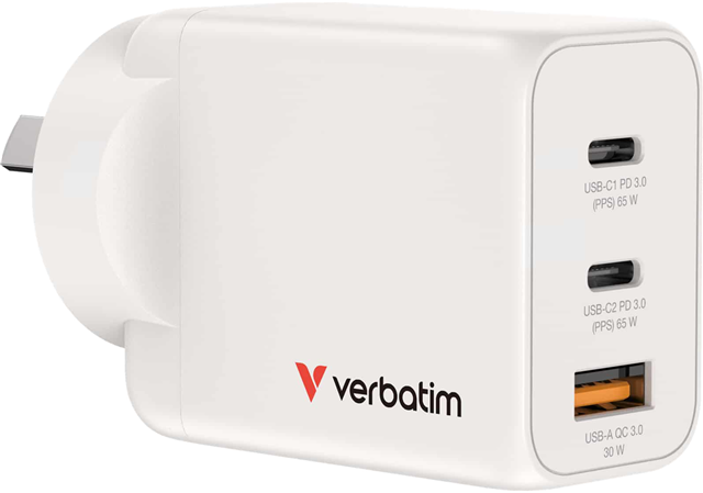 Verbatim 65W GaN Charger with 2x USB-C and 1x USB-A – Cables - USB & Firewire | ACP Online
