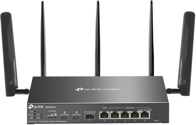 TP-Link ER706W-4G Omada 4G AX3000 VPN Router – Network Routers | ACP Online