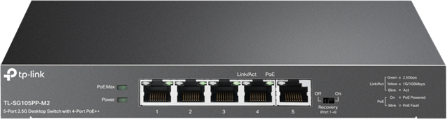 TP-Link SG105PP-M2 5 Port 2.5 Gigabit Switch Steel Case PoE – Network Switches | ACP Online