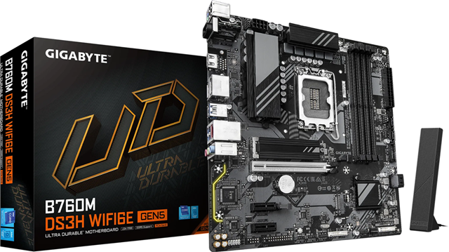 Gigabyte B760M DS3H WF6E Gen5 DDR5 mATX LGA1700 Motherboard – Motherboards | ACP Online