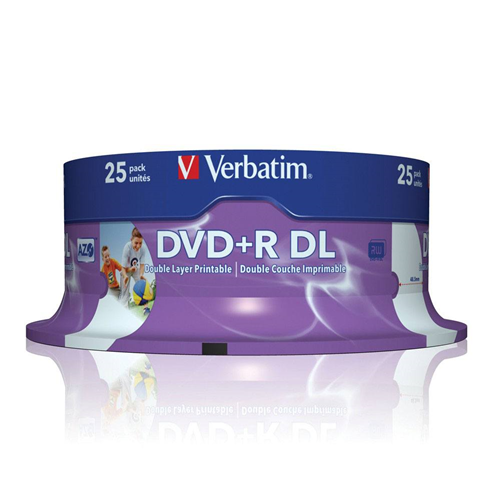 Verbatim DVD+R DL 8.5GB 8x White Wide Printable 25 Pack on Spindle – Media | ACP Online