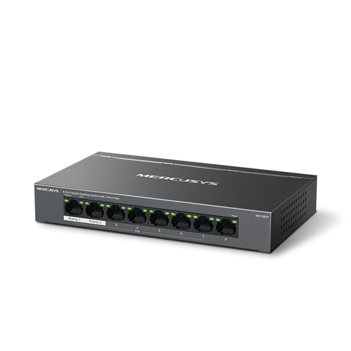 TP-Link Mercusys MS108GP 8 Port Gigabit Switch Steel Case 7x PoE+ – Network Switches | ACP Online
