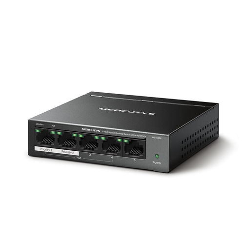 TP-Link Mercusys MS105GP 5 Port Gigabit Switch Steel Case 4x PoE+ – Network Switches | ACP Online