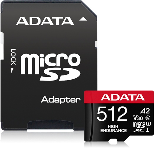 ADATA High Endurance microSDXC UHS-I U3 A2 V30 Card with Adapter 512GB – Memory - Secure Digital | ACP Online