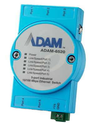 Advantech ADAM-6520 5 Port Industrial 10/100 Switch 